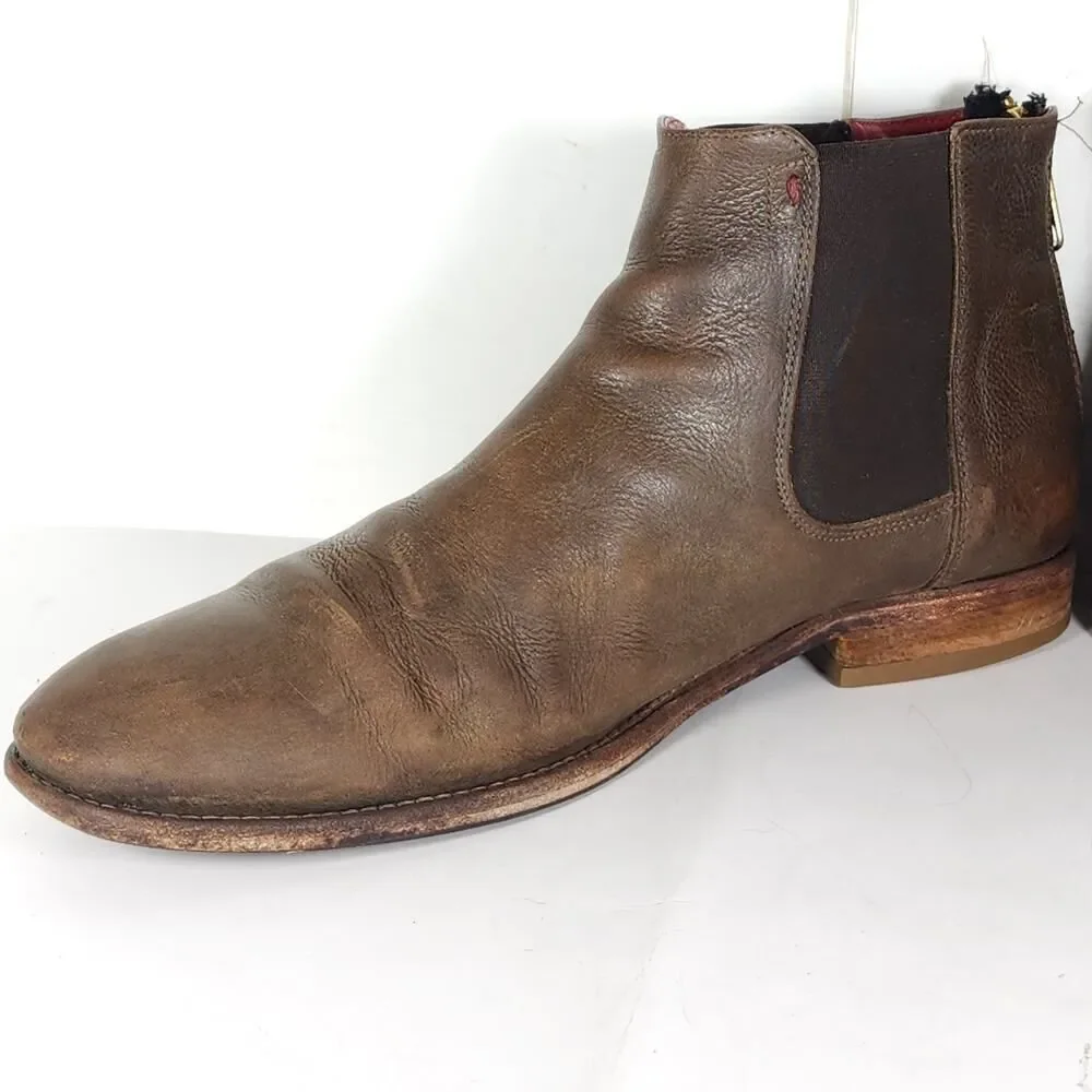 Freebird by Steven Men's Brown Leather Chelsea Boots with Red Lining